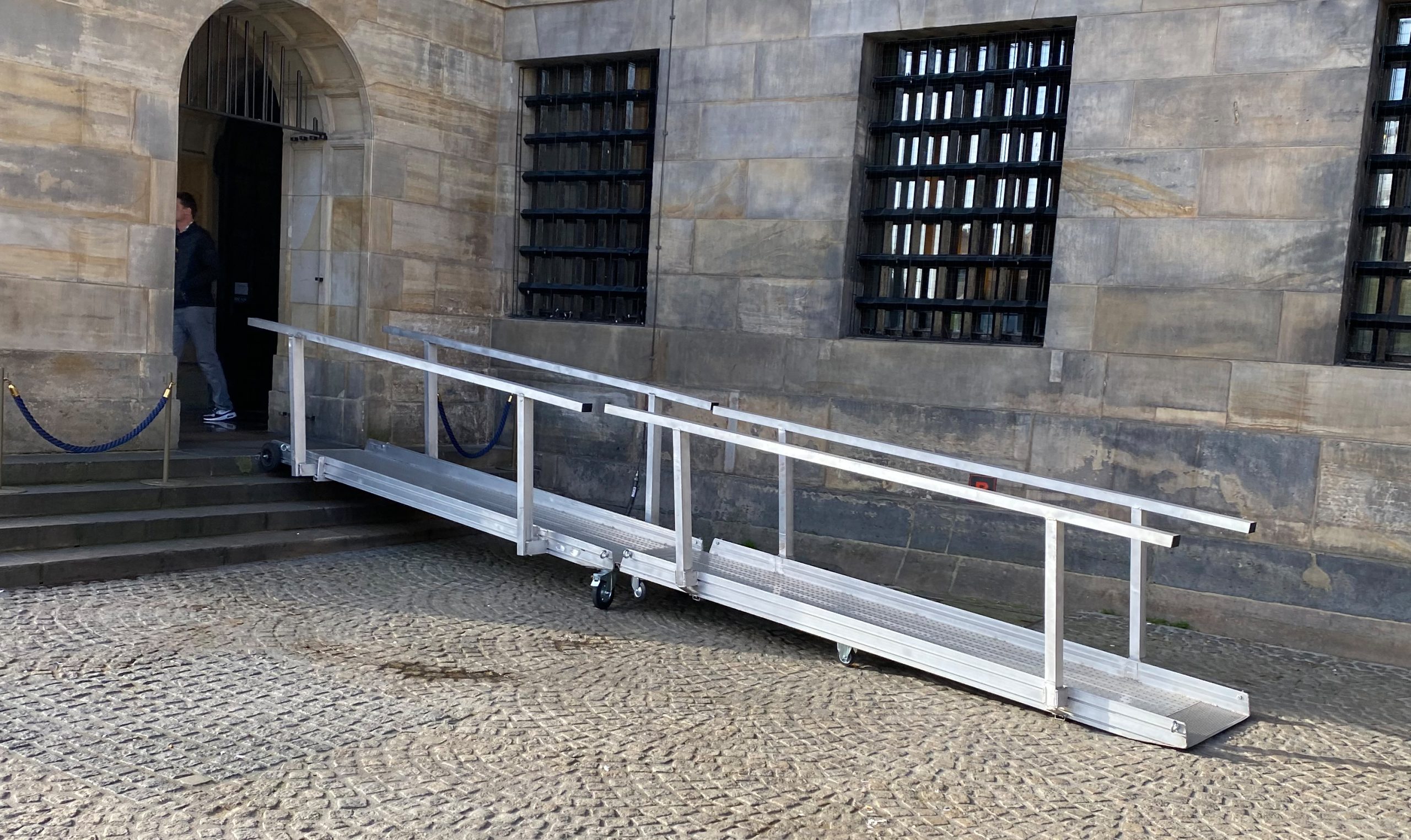 ramp going up some stairs at the Royal Palace of Amsterdam